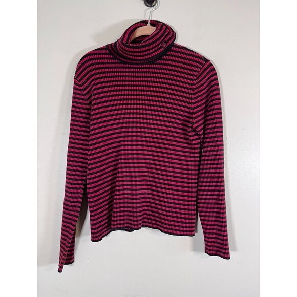 Ralph Lauren Sweater Women M Red Striped Preppy Neutral Old Money 80s Knit - Picture 1 of 8